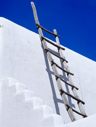 Architectural Detail with Ladder, Taos, New Mexico, USA