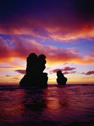 The Twelve Apostles Silhouetted at Sunset, Port Campbell National Park, Victoria, Australia